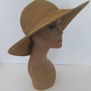 J. Crew Tan Textured Paper Straw Floppy Hat Beach Summer One Size